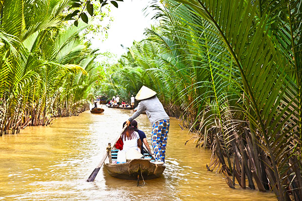 A famous tourist destination is  Ben Tre village in Mekong delta
